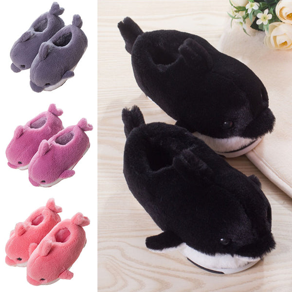 Kid's Dolphin Print Winter Keep Warm Soft Slippers Cotton Home Shoes Anti-Skid
