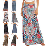 Women Floral Print Skirts Casual Flowy Long Skirts Boho Summer Beach Skirts