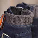 Womens Flat Ankle Boots Round Toe Lace Up Zipper Winter Warm Knitting Shoes