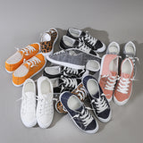 Women's Canvas Low Top Sneakers Summer Walking Comfy Casual Flats Lace Up Loafer