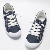 Women's Canvas Low Top Sneakers Summer Walking Comfy Casual Flats Lace Up Loafer