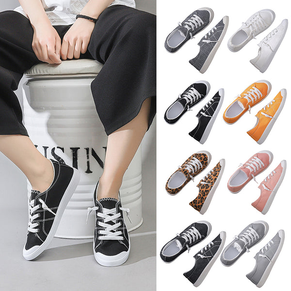 Women's Canvas Low Top Sneakers Summer Walking Comfy Casual Flats Lace Up Loafer