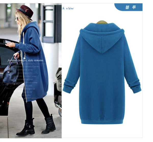 Women Winter Long Sleeve Zip Up Hooded Hoodie Jacket