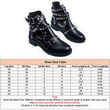 Womens Ankle Boots Rivet Ladies Flat Casual Low Heel Stylish Biker Shoes