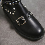 Womens Ankle Boots Rivet Ladies Flat Casual Low Heel Stylish Biker Shoes