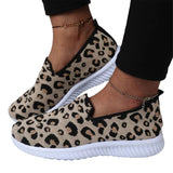 Women Loafer Slip On Sneaker Leopard Print Lightweight Mesh Casual Walking Flat Athletic Shoes