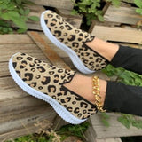 Women Loafer Slip On Sneaker Leopard Print Lightweight Mesh Casual Walking Flat Athletic Shoes
