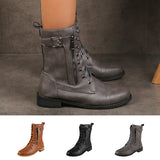 Ladies Lace Up Ankle Boots Chunky Platform Womens Biker Combat Zip Up Shoes Size