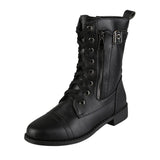 Ladies Lace Up Ankle Boots Chunky Platform Womens Biker Combat Zip Up Shoes Size