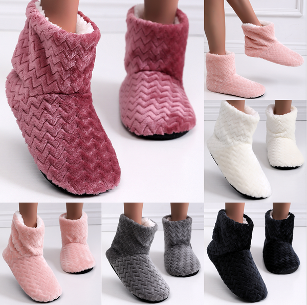 Womens Fuzzy Soft Warm Fleece Lined Ankle Booties Slippers House Shoes Size 7-10