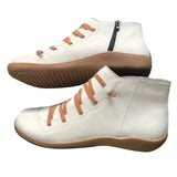 Womens Ladies Arch Support Ankle Boots Lace Up Zip Up Flat Shoes Casual Booties