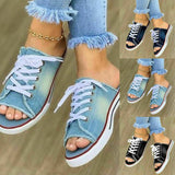 Womens Peep Toe Lace Up Pumps Loafers Slip On Flat Sneakers Canvas Comfort Shoes