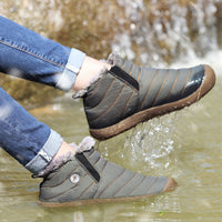 Mens Womens Ankle Boots Snow Boot Winter Warm Non-slip Flat Shoes Lined Slip On