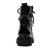 Womens Chain Chunky Platform Ankle Boots Lace Up Zip Combat Army Goth Punk Boot
