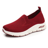 Women Walking Comfy Gym Memory Foam Trainer Slip On Mesh Athletic Sneaker Flat Casual Walking Running Jogging Shoes