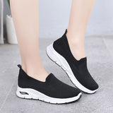Women Walking Comfy Gym Memory Foam Trainer Slip On Mesh Athletic Sneaker Flat Casual Walking Running Jogging Shoes