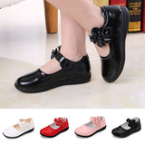Kids Girls Loafers Comfy Mary Jane Low Heel Flat Dress Flower Strap School Shoes