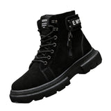 Men Walking Hiking Safety Booties Lace Up Lightweight Ankle Boot Casual Anti Slip Flat Shoes
