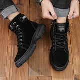 Men Walking Hiking Safety Booties Lace Up Lightweight Ankle Boot Casual Anti Slip Flat Shoes