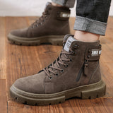 Men Walking Hiking Safety Booties Lace Up Lightweight Ankle Boot Casual Anti Slip Flat Shoes