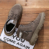 Men Walking Hiking Safety Booties Lace Up Lightweight Ankle Boot Casual Anti Slip Flat Shoes