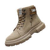 Men Walking Hiking Safety Booties Lace Up Lightweight Ankle Boot Casual Anti Slip Flat Shoes