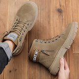 Men Walking Hiking Safety Booties Lace Up Lightweight Ankle Boot Casual Anti Slip Flat Shoes