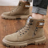 Men Walking Hiking Safety Booties Lace Up Lightweight Ankle Boot Casual Anti Slip Flat Shoes