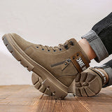 Men Walking Hiking Safety Booties Lace Up Lightweight Ankle Boot Casual Anti Slip Flat Shoes