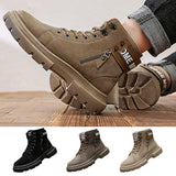 Men Walking Hiking Safety Booties Lace Up Lightweight Ankle Boot Casual Anti Slip Flat Shoes
