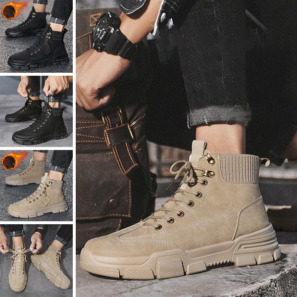 Men Low Up Ankle Boots Casual Outdoor Walking Steel Toe High Top Booties Comfort Anti Slip Shoes