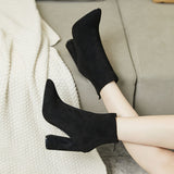 LADIES WOMENS ANKLE CHELSEA BLOCK CHUNKY HIGH HEEL PLATFORM SHOES BOOTS SIZE 6-9