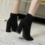 LADIES WOMENS ANKLE CHELSEA BLOCK CHUNKY HIGH HEEL PLATFORM SHOES BOOTS SIZE 6-9