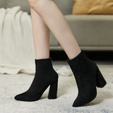LADIES WOMENS ANKLE CHELSEA BLOCK CHUNKY HIGH HEEL PLATFORM SHOES BOOTS SIZE 6-9