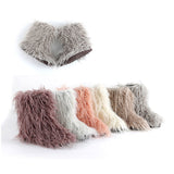 Women Fuzzy Fluffy Furry Round Toe Suede Winter Snow Boots Faux Fur Flat Shoes