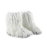 Women Fuzzy Fluffy Furry Round Toe Suede Winter Snow Boots Faux Fur Flat Shoes