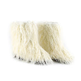 Women Fuzzy Fluffy Furry Round Toe Suede Winter Snow Boots Faux Fur Flat Shoes