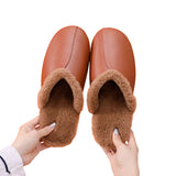 Women's Mule Leather Slip On Fur Mules Backless Flats Loafers Furry Slide Shoes