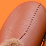 Women's Mule Leather Slip On Fur Mules Backless Flats Loafers Furry Slide Shoes