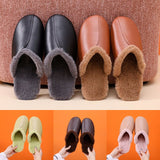 Women's Mule Leather Slip On Fur Mules Backless Flats Loafers Furry Slide Shoes