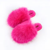 Women Faux Furry Sliders Fuzzy Fluffy Slippers Flat Soft Closed Toe Slip On Shoe