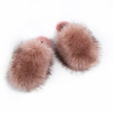Women Faux Furry Sliders Fuzzy Fluffy Slippers Flat Soft Closed Toe Slip On Shoe