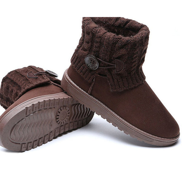 Women Knitted Winter Warm Boots Slip On Platform Flat Ankle Booties Non Slip Outdoor Casual Walking Shoes