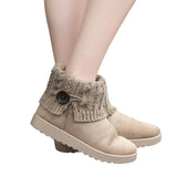 Women Knitted Winter Warm Boots Slip On Platform Flat Ankle Booties Non Slip Outdoor Casual Walking Shoes