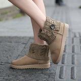 Women Knitted Winter Warm Boots Slip On Platform Flat Ankle Booties Non Slip Outdoor Casual Walking Shoes