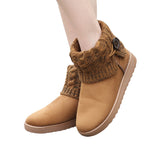 Women Knitted Winter Warm Boots Slip On Platform Flat Ankle Booties Non Slip Outdoor Casual Walking Shoes