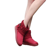 Women Knitted Winter Warm Boots Slip On Platform Flat Ankle Booties Non Slip Outdoor Casual Walking Shoes