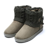 Women Knitted Winter Warm Boots Slip On Platform Flat Ankle Booties Non Slip Outdoor Casual Walking Shoes