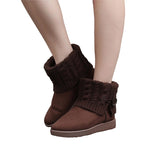 Women Knitted Winter Warm Boots Slip On Platform Flat Ankle Booties Non Slip Outdoor Casual Walking Shoes
