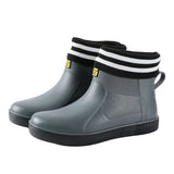 Men Waterproof Rain Short Boots Garden Work Non Slip Casual Slip On Lightweight Resistant Rainboots Flat Shoes